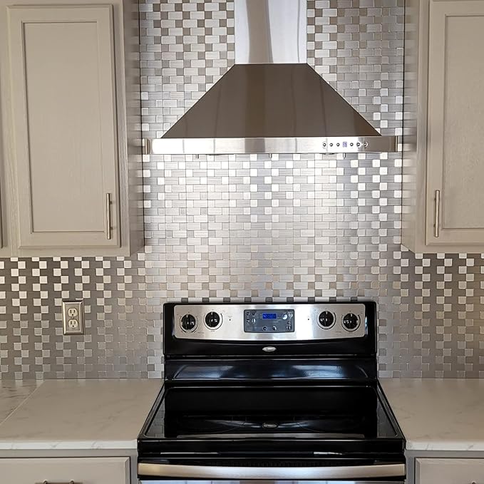 Art3d 10-Pack Metal Peel and Stick Backsplash Tile, Silver Aluminium | 12" x 12", Stainless Steel, Self Adhesive, Anti-Corrosion, Waterproof, Lightweight, Ideal for Kitchens, Bathrooms - Image 3