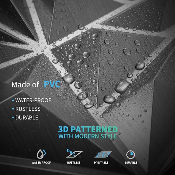 Art3d 33-Pack Modern Diamond Textured 3D Wall Panels, 12 x 12 in, Silver | Light PVC, Waterproof, Scratch Proof, Decorative Wall, Ideal for Home, Office & Commercial Spaces - Image 4