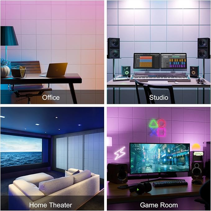 Sonicism 12 Pack Acoustic Wall Panels with Self-Adhesive, 12" X 12" X 0.4" Sound Proof Foam Panels, Decorative Soundproof Wall Panels, Sound Proof Absorbing Tiles for Home & Offices, White - Image 7