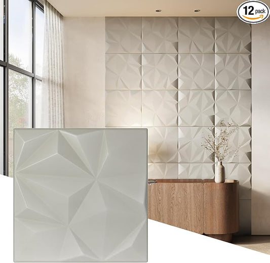 Wall!Supply 3D Geo Lite Wall Panels, 12-Pack, Cashmere | Lightweight XPS Foam, Wallpaper Alternative, Easy DIY Installation, Covers 32.29 Sq Ft, for Living Room, Bedroom, Office by WallSupply
