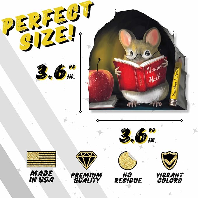 eacher’s Pet Mouse Wall Sticker – Adorable 3D Reading Mouse Décor for Classroom, Kids Room & Book Lover Gift by MICESTERPIECE - Image 4