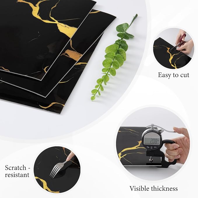 20pcs Black-Gold Marble Peel and Stick Shower Wall Panels | (11.8"x11.8",Total 19.4 Sq.Ft.) Waterproof,Backsplash Tile,Stick on Wall,for Bathroom,Bedroom,Kitchen,Entryway,TV Wall - Image 5