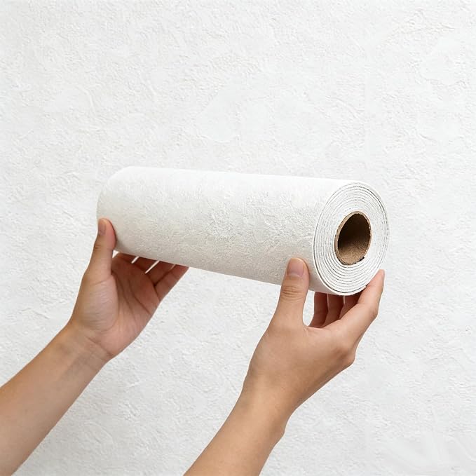 Peel and Stick White 3D PVC Wall Panels Roll, Thick Wallpaper 15.7"x118.1" | Extra Thick Wallpaper, Plaster Textured, Noise-Reducing Self-Adhesive Waterproof Renter-Friendly for Accent Walls & Ceilings by HXHMH