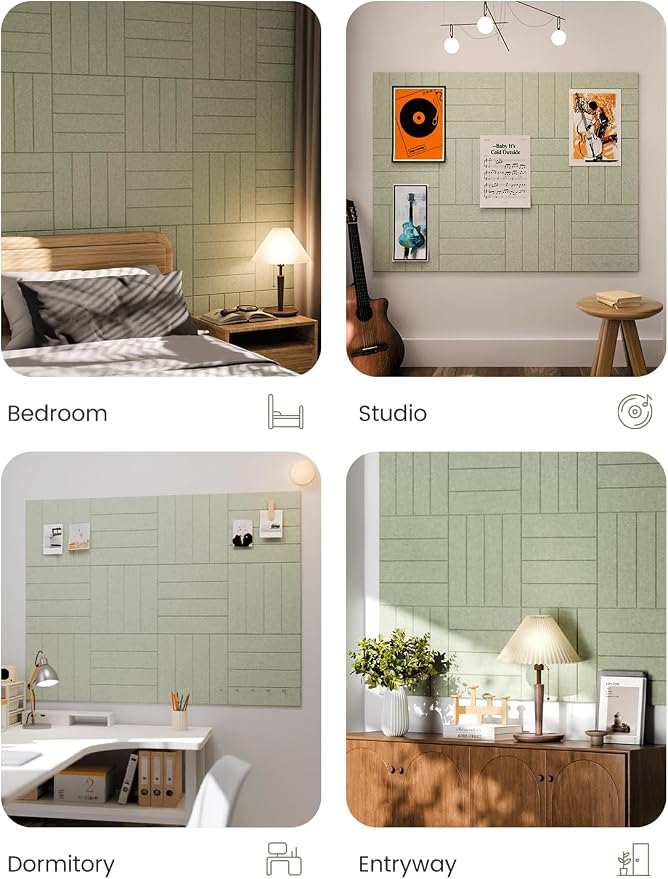 Fluxynara 48" x 36" Large Felt Bulletin Board, Sage | 12 Pack Cork Board Alternative with 60 Safe Adhesive Tabs, Pin Boards for Wall Decor, Home, Office, Classroom,Dorm - Image 7