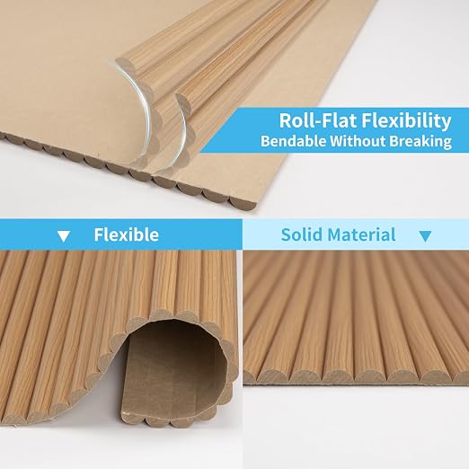 Art3d Roll-Flat Beaded Wood Slat Wall Panel, 2-Pack, 94.5 x 23.6 in, Teak | Flexible, Durable, Crack Resistant, Glue on, Easy to Install, for New Home Buyer, Future Mover to Upgrade Office, Living Room - Image 6