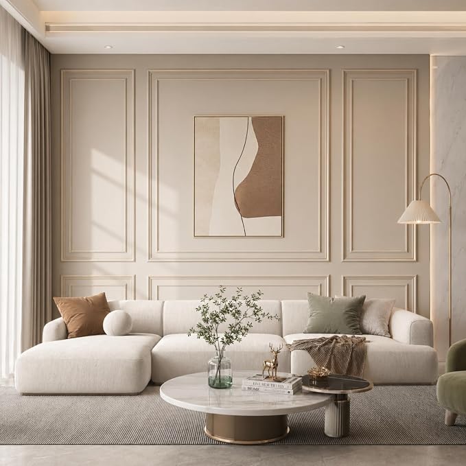 Pangda 3 Set Peel and Stick Wall Molding Kit Panel, 23x79.3in+48x79.3in | Premade, Wainscoting Accent Panel, Wall Moulding Kit, 3D, for Interior and Outer Layer, Ready to Assemble, Accent Molding - Image 3