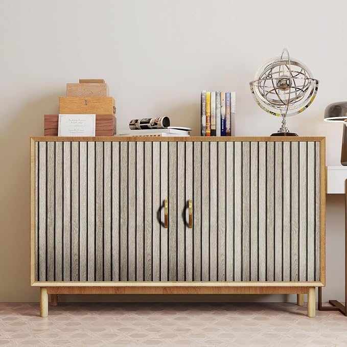 Livelynine Wood Slat Wallpaper Peel and Stick Accent Wall 15.8x78.8 Wooden Slats Wallpaper Self Adhesive Slat Wall Paneling Stick on Wallpaper Removable Wood Look Contact Paper Waterproof Vinyl Panels - Image 3