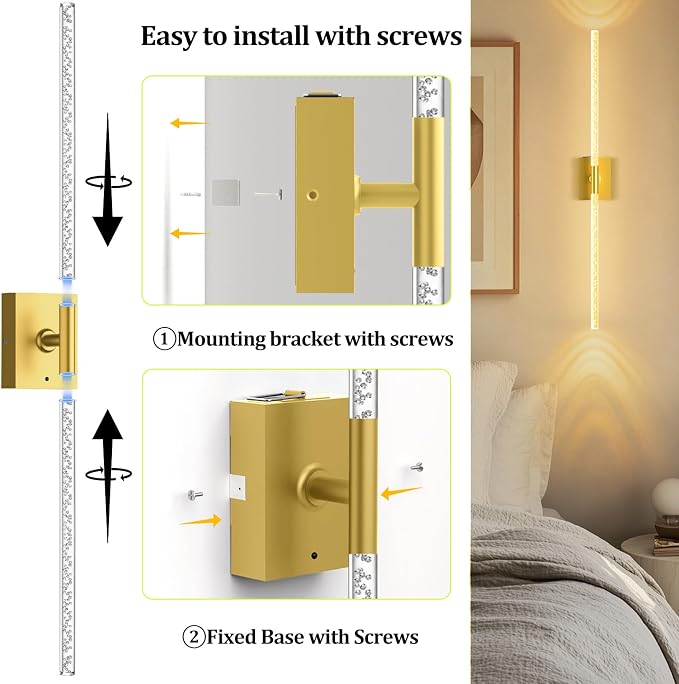 iThird Battery Operated Wall Sconces Set of 2, 10000mAh, Gold Bubble | crystal inspired bubble wall lamp wireless, Remote control & 360° Rotate, for Bedroom Living Room Mirror Decor - Image 2