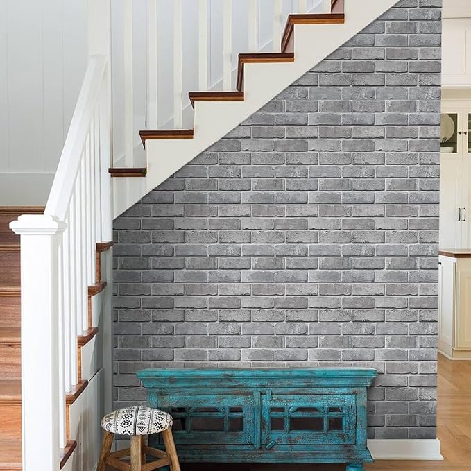 COMSTICKC 3D Peel and Stick Faux Brick Wall Panels for Quick DIY Wall Decor | Gray, 10 Pcs 11.8" x 11.8", Not Real Brick, Small Size Brick, Lightweight Thin PVC Decorative Wall Sticker, Cover 9.7 sq ft - Image 7