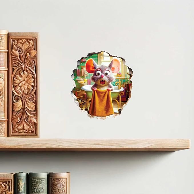 Funny 3D Mouse Shower Wall Sticker – Removable Mousehole Bathroom Décor for Kids or Whimsical Homes by MICESTERPIECE - Image 9