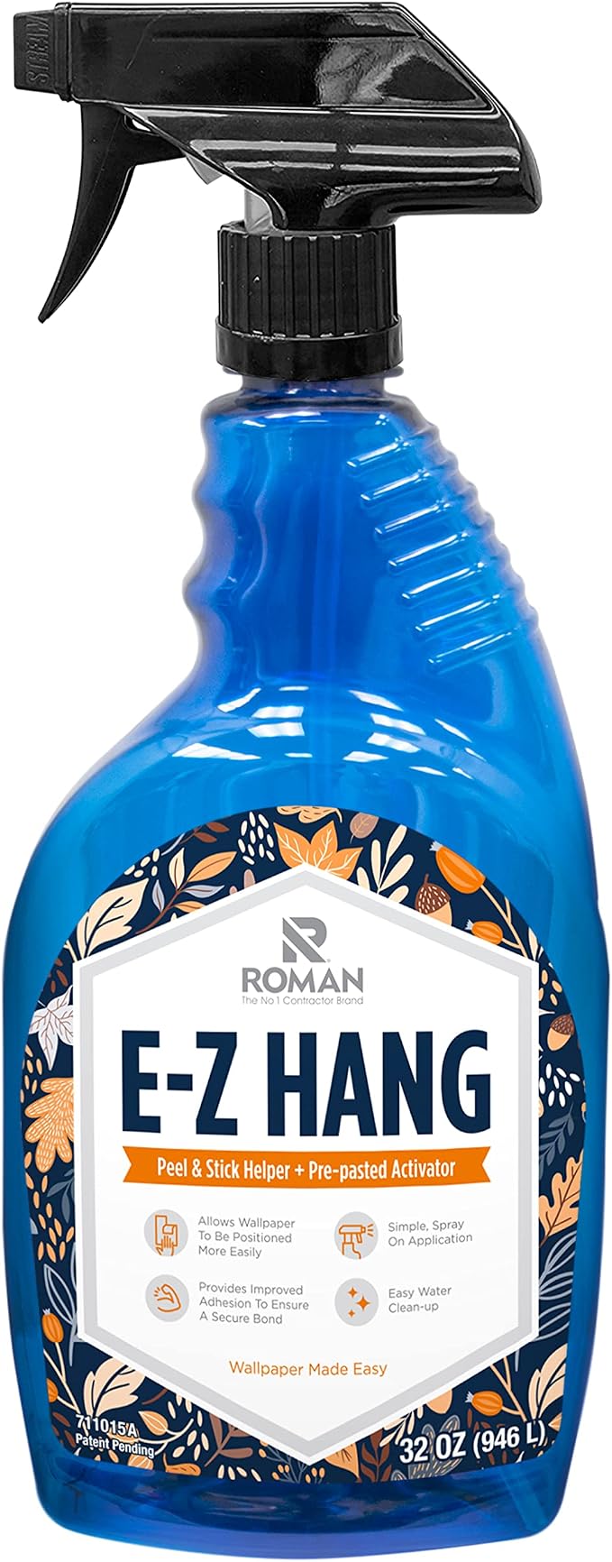 Roman’s E-Z Hang Peel & Stick Wallpaper Helper, Clear, Non-Staining, 32-OZ | Provides Slip and Increased Adhesion by ROMANProducts