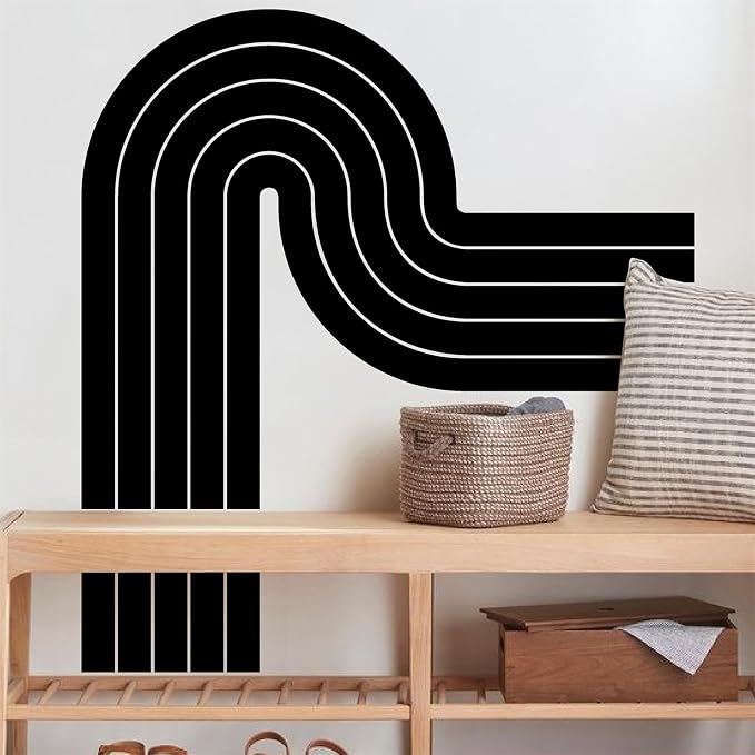 Kazova Large Black Arch Wall Decals 2 Sheets Peel and Stick Removable Minimalist Abstract Wall Sticker for Living Room Bedroom Office Modern Wall Stickers Headboard Decor by Kazova