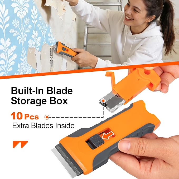 WRAPXPERT Wallpaper Tools, Smoothing Tool Kit for Peel and Stick Wallpaper/Contact Paper/Vinyl Backsplash Applying, with Squeegee Smoother, Seam Roller, Razor Scraper, Knife and Blades - Image 4