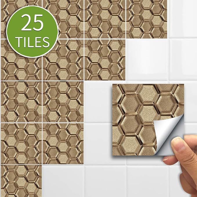 Alwayspon 25 Pcs Self-Adhesive Decal for Home Decor, Peel and Stick Wall Tile Sticker for Kitchen Bathroom, 6x6inch - Image 2
