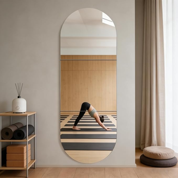 3-piece set of acrylic wall mounted mirrors, 18x18 inch self-adhesive frameless square combined with curved makeup lenses, flexible plastic lenses for bedrooms, home use, gym doors (3pcs - 18‘’×18‘’) - Image 4