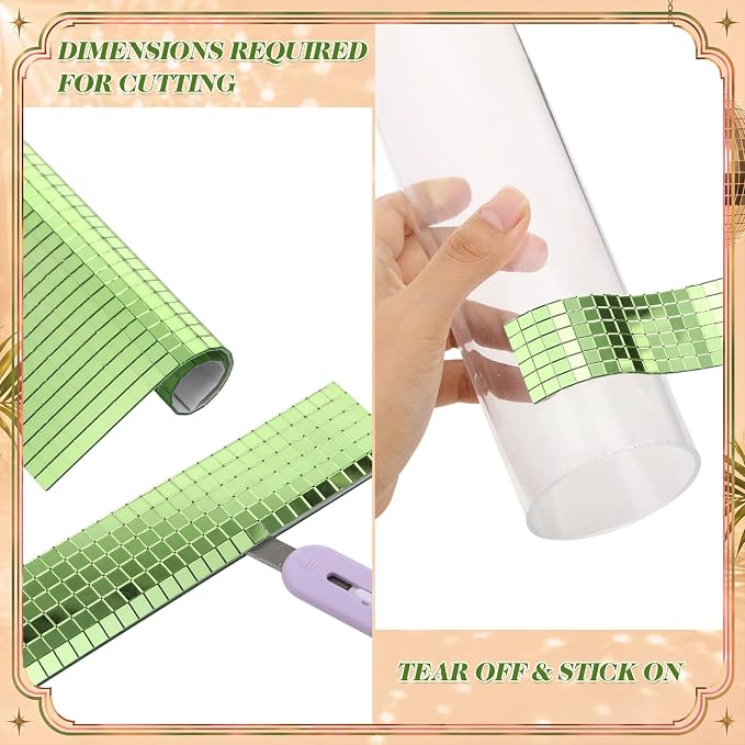 7200 Pieces Light Green Disco Mirror Tile Self-Adhesive Mirrors Mosaic Tile - Image 4
