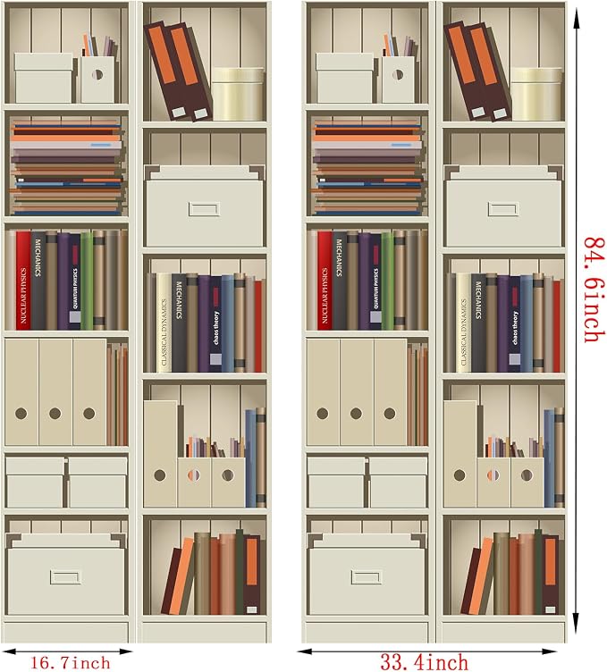 artfanke 3D Bookshelf Door Stickers Peel and Stick33.5 x84.6 - Self-Adhesive Door Murals Wallpaper - Waterproof Wall Decal for Living Room Bedroom Decor (2 Sheets/Set) - Image 6
