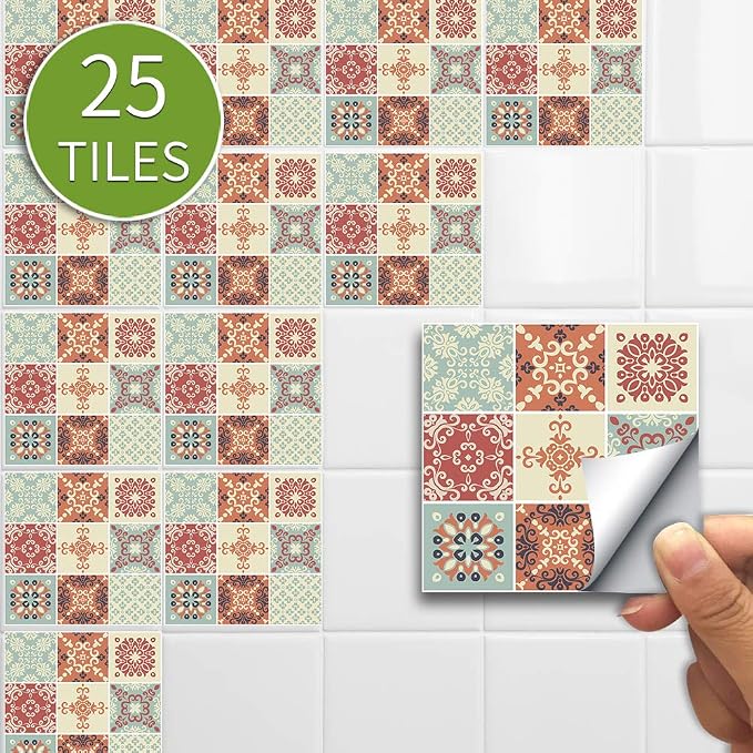 Alwayspon 25 Pcs Self-Adhesive Tile Transfer for Home Decor, Peel and Stick Decal, Water-Proof Backsplash Sticker for Kitchen Bathroom, 4x4inch - Image 2