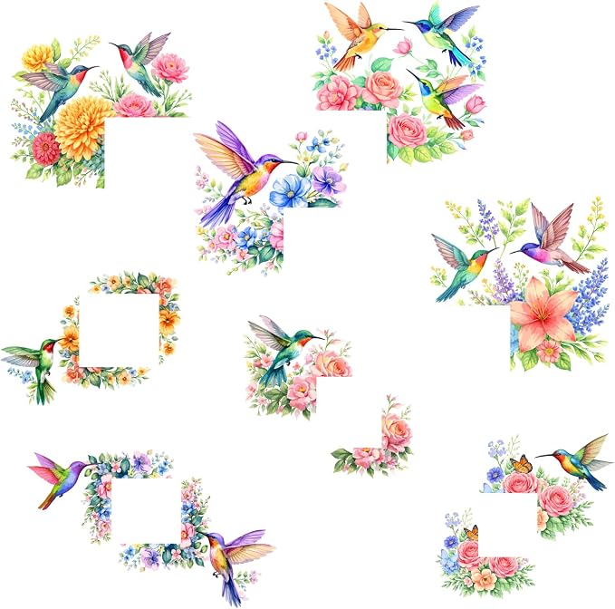 PLIGREAT Hummingbird Flowers Wall Decals, Floral Art Bird Wall Stickers Removable Vinyl Peel and Stick Art Decals for Bedroom Living Room Bathroom Home Door Corner Decor - Image 5