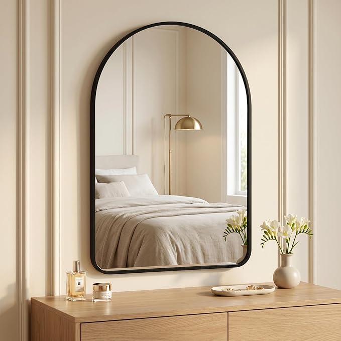 HARRITPURE 26"x38" Arched Bathroom Mirror Wall Mounted Black Arch Mirror by HARRITPUREHome
