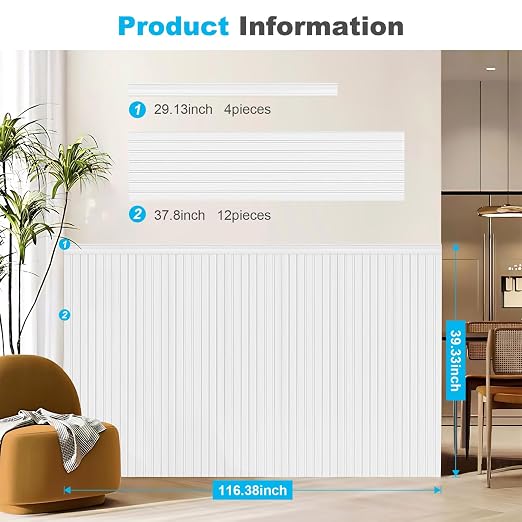 Art3d Beadboard Wainscoting Wall Panel Kit, 37.8 x 9.84 Inch, Matte White | 12-Piece Panels + 4 Edge Trims, 31 Sq.Ft. Coverage, Lightweight, Water-Resistant, Easy to Trim, for Living Room, Bedroom - Image 6