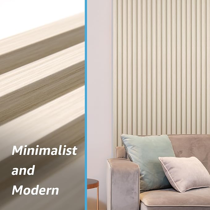 Art3d 96" x 6" WPC Slat Wall Paneling for Interior Decor, 8-Pack, White Ash | Fluted Design, Durable, Moisture Resistant, Cleanable, Easy to Install, Eco-Friendly, for Living Room, Bedroom or Office - Image 6