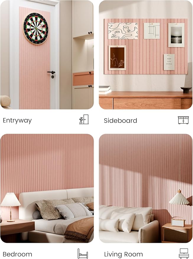 Bumusty 36"x 24" Large Felt Bulletin Board Tiles,Pink | 6-Pack Cork Board Alternative, Wall Decor, 30 Pushpins, 30 Adhesive Tabs, Vision Board, Office, Classroom, Home, Dorm - Image 5