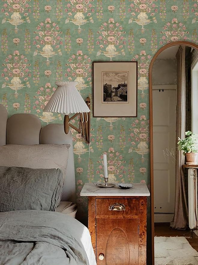 Orainege Floral Wallpaper Peel and Stick Wallpaper Modern Contact Paper | 17.3in x 118.1in Self Adhesive Wall Paper for Bedroom Bathroom Shelf Liner Decor Removable - Image 2