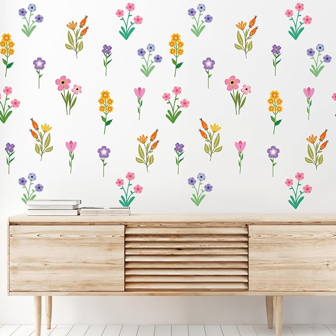 Zonon 6 Pcs Flower Wall Decals Peel and Stick Sticker, Small Flower | Vinyl Removable Wall Stickers & Murals, Small Cute Flower Wall Decals, Cartoon Floral Decor for Bedroom, Living Room, Nursery - Image 8