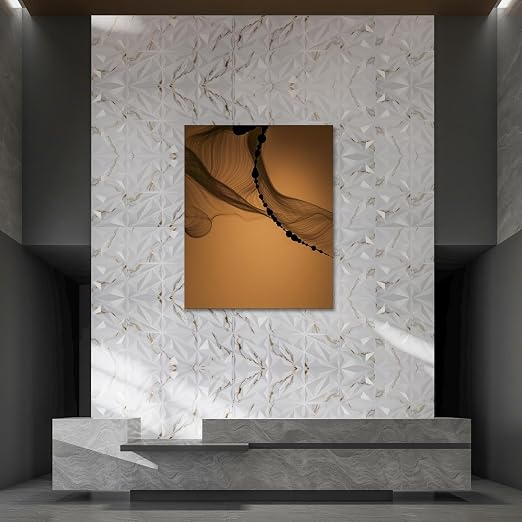 Art3dwallpanels 33 Pack 3D Wall Panel Diamond for Interior Wall Décor, PVC Textured Wall Panels, 12''x12'' Cover 32.Sq.Ft. Gold Veined White | PVC Accent Wall Panels for Interior Wall Decor, Living Room Lobby Bedroom Hotel Office - Image 6