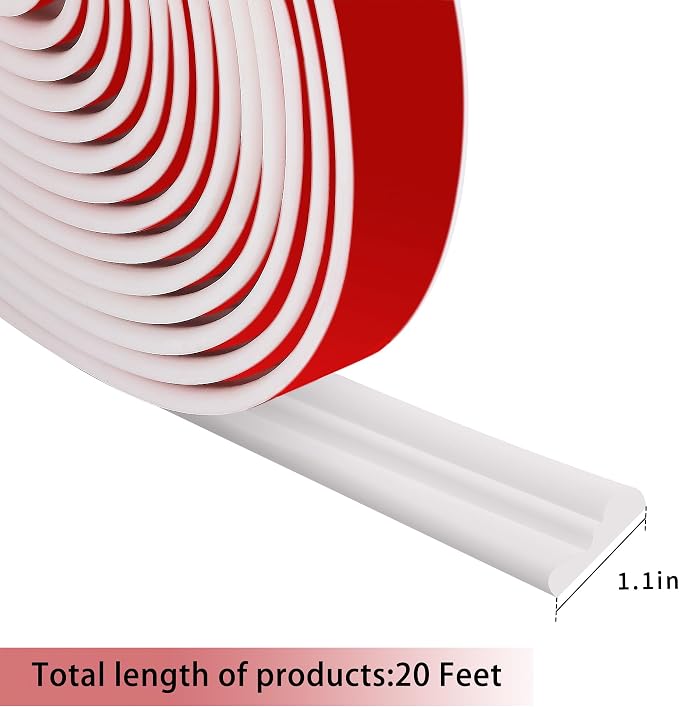 moonoom 20 Ft x 1.1' Wall Decoration Molding Trim, White Self-Adhesive 3D Chair Rail Panel Molding, Flexible DIY Wall Trim for Mirror, Window Frame and Home Decoration - Image 2