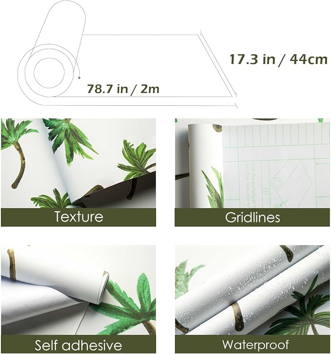 Shelf and Drawer Liner for Kitchen, Table, Bookshelves, Waterproof Cupboard Liners Tree Peel and Stick Wallpaper Self Adhesive Removable Easy Peel Off Stick on Paper 17.3" × 78.7" - Image 2