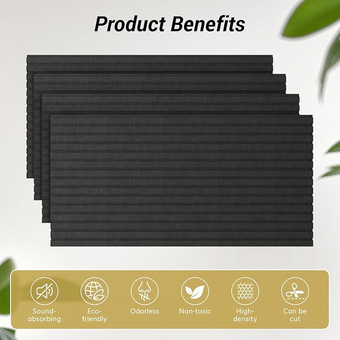 TONOR Dual-Layer Thickened Acoustic Wall Panels-12 Pack 47.2"x23.6"x0.72" | Self Adhesive High Density Sound Proof Panels for Walls, Peel and Stick Wall Panels for Recording Studio Furniture, Black - Image 6