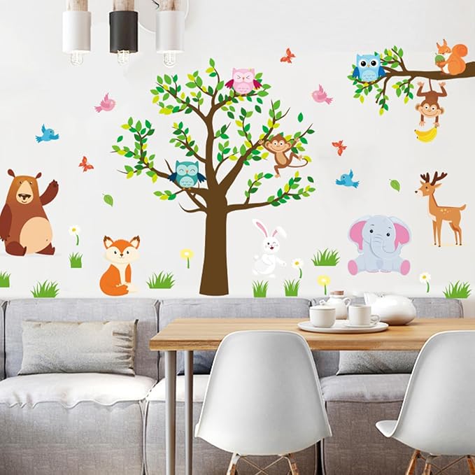 Arawat Animal Tree Wall Decals Decor for Bedroom Living Room Zoo Stickers for Living Room 3D DIY Wall Décor Stickers & Murals Art as Decorations - Image 8