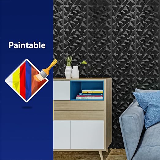 Art3dwallpanels 33 Pack 3D Wall Panels, Black PVC | Modern Raised 3D Wall Tiles, Waterproof Fireproof, 33 Sheets Large Pack, Easy DIY Mount for Residential Commercial Wall - Image 6