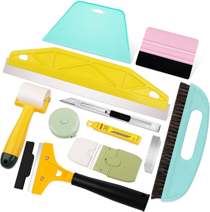 WRAPXPERT Peel and Stick Wallpaper Tools,Wallpaper Smoothing Tool Kit with Smoother,Edge Guider,Paste Brush for Backsplash Tile,Contact Paper by WRAPXPERT