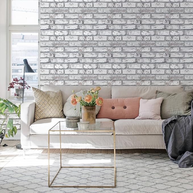Commomy 10 Pcs Peel and Stick Brick Tile Thin PVC 10 pcs 11.8"x 11.8" | Small Size 3D Faux Brick Wall Panels Printable Fake Brick Wallpaper for Bedroom,Kitchen (Covers 9.7 sq.ft) - Image 2