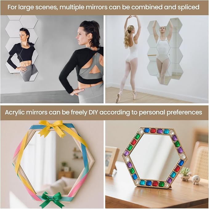 Hexagon Self Adhesive Peel and Stick Stick on Acrylic Mirror for Wall - Image 5
