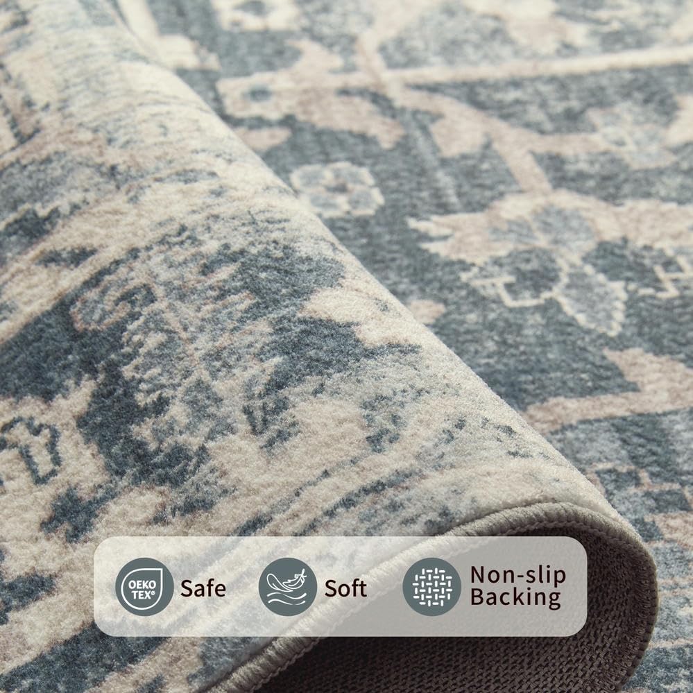 Rugxara Blue 3x5 Rug for Entryway Bedroom Washable Area Rugs Carpet - Image 4