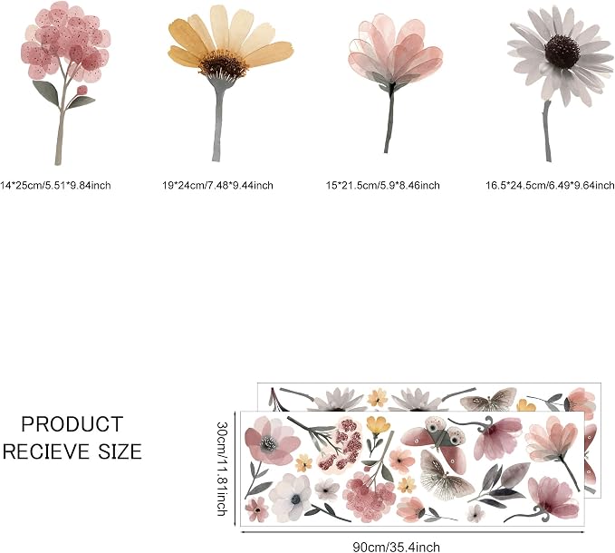 Flower Wall Decals - Peel and Stick Large Floral Flowers Wall Stickers,Removable Flower Home Decor Art for Kids Living Room, Bedroom, Nursery Decor Wall Corner Decor - Image 7