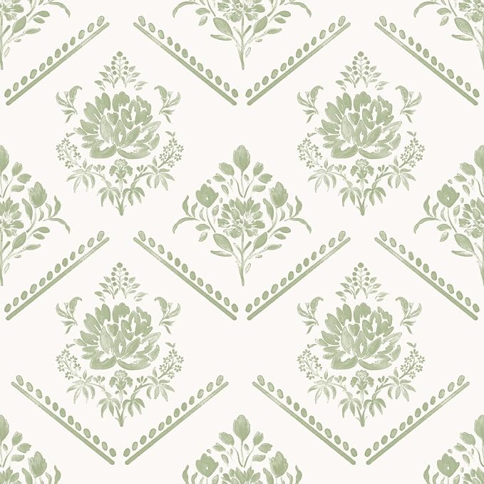 Ismoon Boho Floral Peel and Stick Wallpaper Sage Green for Vintage Bedroom | Renter Friendly Self Adhesive Removable Textured Contact Paper Botanical Wall Paper Vinyl for Bathroom Decor 17.3 X 78.7in by Ismoon