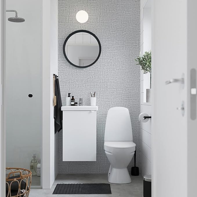 Grey Grasscloth Peel and Stick Wallpaper Fabric Paper 17.7in x 197in | Faux Linen Vintage Wallpaper Textured Removable Wall Paper Grass Cloth Cabinets Bedroom for Cabinet Self Adhesive Vinyl - Image 7
