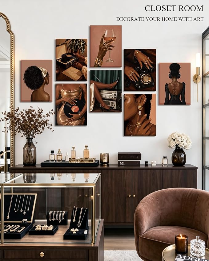 VIYYIEA Acoustic Art Wall Panel, Black Girls Sound Absorbing Panels | 48×32 in African American SoundProof Absorbing Panel for Bedroom Dressing Room,8pcs Music Record Acoustical Home Decor - Image 4