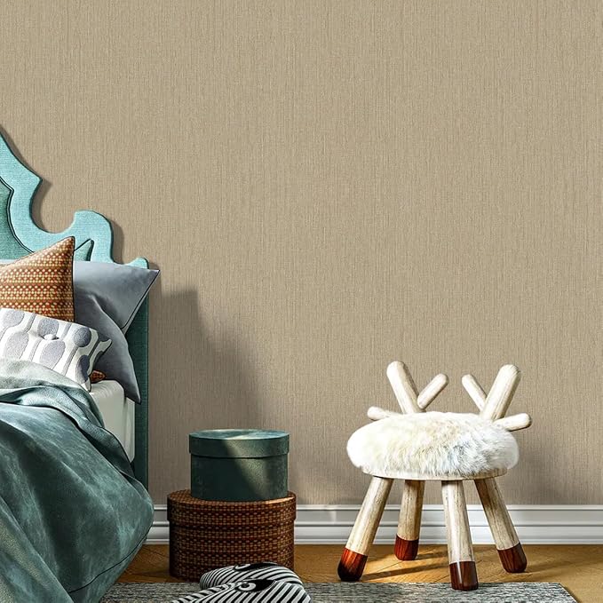 Grasscloth Peel and Stick Wallpaper Beige Brown Vinyl 16in x 197in | Faux Linen Vintage Wallpaper Textured Removable Wall Paper Grass Cloth Cabinets Bedroom for Cabinet Self Adhesive Vinyl - Image 7
