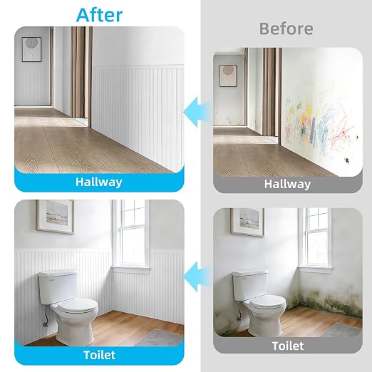 Art3d Beadboard Wainscoting Wall Panel Kit, 37.8 x 9.84 Inch, Matte White | 12-Piece Panels + 4 Edge Trims, 31 Sq.Ft. Coverage, Lightweight, Water-Resistant, Easy to Trim, for Living Room, Bedroom - Image 3