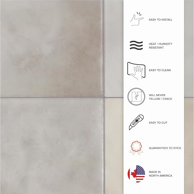 Smart Tiles Peel and Stick backsplash, Zellige Stone Greige, 9"x9" | Pack of 5 (2.8 sq ft), Semi-Matte, Heat/Moisture Resistant, Low VOC, Kitchen/Bathroom, Renter Friendly, Made in Canada - Image 5
