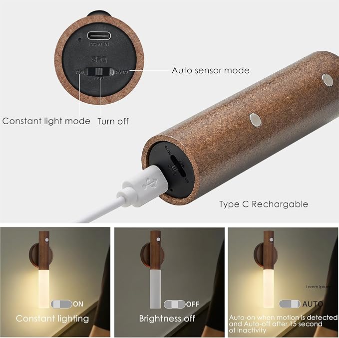 Montford Wall Sconces Set of Two Battery Operated, Motion Sensor Night Light Magnetic Wall Light Rechargeable Wall Sconce, Peel and Stick Sconce Lights for Hallway - Image 4