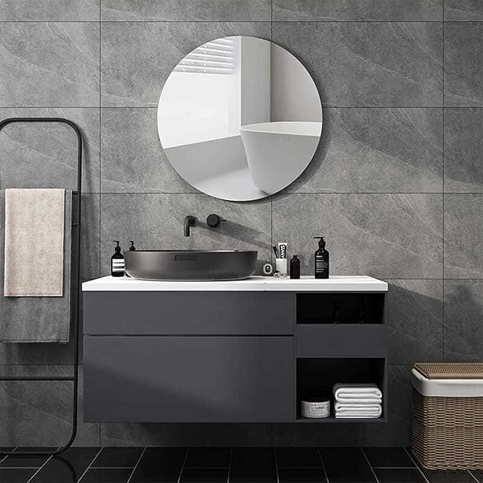 12'' Round Wall Mirror Tiles Self Adhesive Circle Mirror for Wall - Image 4