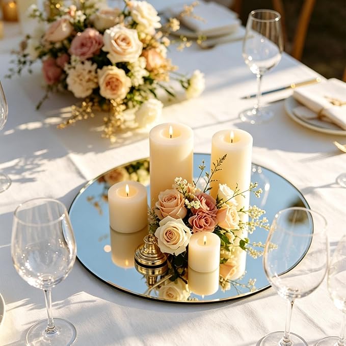 12PCS Round Mirror Plates for Centerpieces, Mirror Trays Flat 6“ Circle Mirrors for Tables Mirror Centerpieces, Circle Mirror Candle Plates for Table Centerpieces Wedding Party (6inch) - Image 6