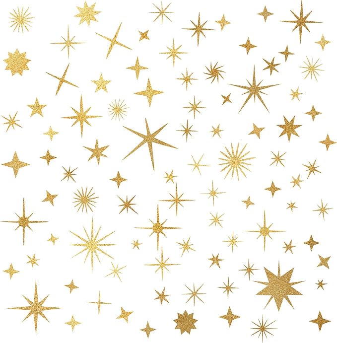 Star Wall Decals Sparkle Stickers for Nursery Kid Room Celestial Decor Gold | Celestial decor, star decal for walls, wall sticker, golden removable vinyl art mural, self adhesive, for living room bedroom by Easma
